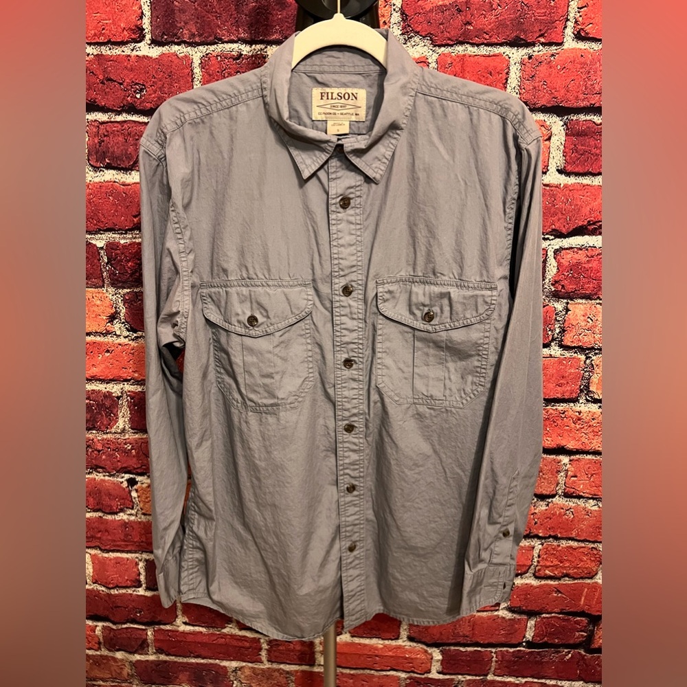 Filson Washed Feather Cloth Shirt, Smoke Blue - Small
